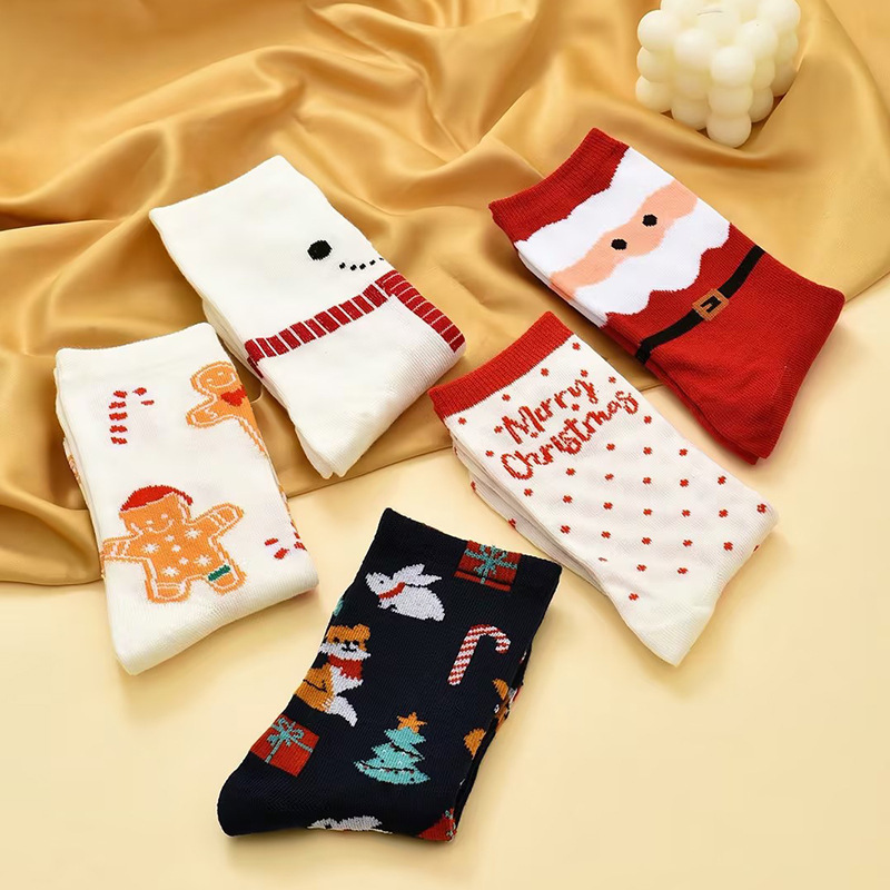 Christmas Holiday Socks Fashion Cotton Middle Tube Sock Festive Crew Socks